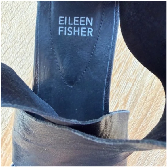EILEEN FISHER Sport Tumbled Leather Sneaker Sandal Black Women’s Size 8 - Picture 5 of 7